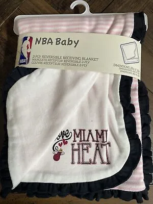 NEW NBA Baby Newborn 28x32 MIAMI HEAT Pink & White Reversible Receiving Blanket • $16.99