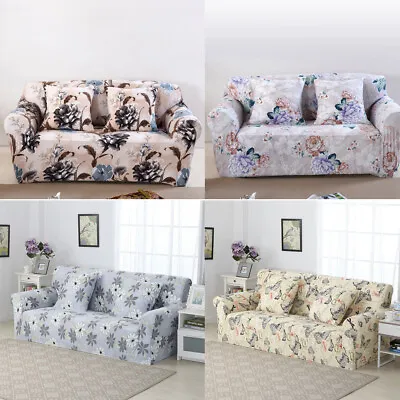 Stretch Floral L Shape Sofa Covers Elastic Slipcover Couch Settee Armchair Cover • $51.89