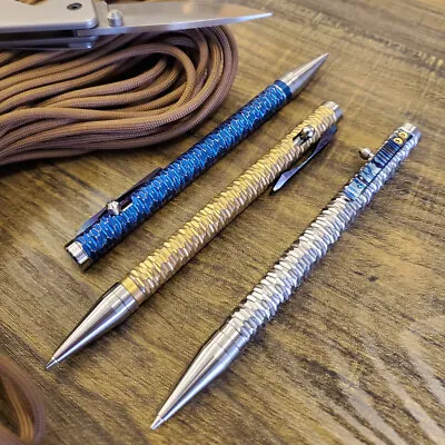 Solid Titanium Damascus Clip Signature Pen SCHMIDT Mechanical Pencil 0.7mm Pen • $86.29