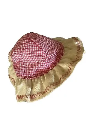 1966 Tutti Barbie Doll Sun Hat Beach Rain Bonnet Pink Houndstooth DL1 • $8.40