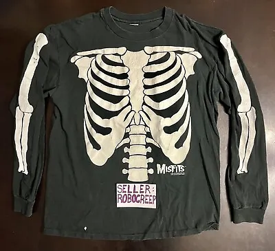 Misfits Vintage Skeleton Long Sleeve Glow In Dark Shirt 1997 Souls Ablaze Danzig • $199.99