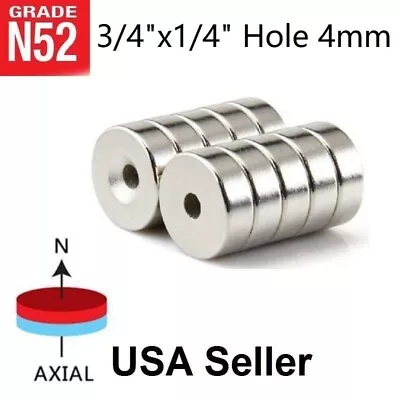 10 25 50 Countersunk Magnets 3/4  X1/4   Hole 4mm Rare Earth Neodymium Disc • $59.99