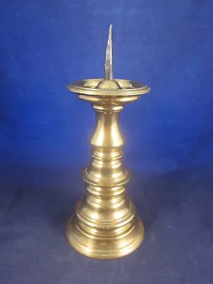 VIRGINIA METALCRAFTERS Brass Candlestick Candle Holder Spike Pricket 10 7.5 USED • $24.95