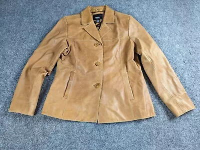 Mossimo Women's Brown Genuine Leather Jacket Size M Button • $34.99