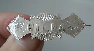 Vintage Victorian Sterling Silver Name Brooch - 1901 Chester  - HILDA • £48.99