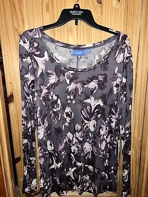 SIMPLY VERA Vera Wang Women Spring Lunar Floral Long Sleeve T Shirt Top  XL NWT • $20