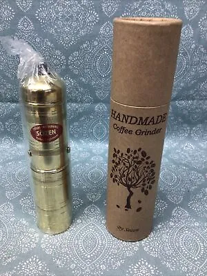 7  Handmade Hand Crafted Hammered Manual Brass Coffee Mill Grinder Sozen Adjust • $44.99