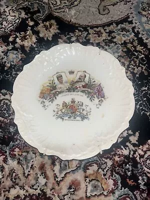 Antique Porcelain Plate Coronation King Edward VII Queen Alexandra 1902 • £12