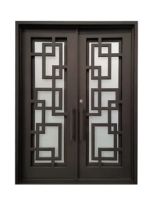 Baytown Double Front Entry Wrought Iron Door Frost Glass 72  X 82  Right Active • $3995