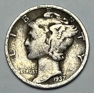 1937 D Mercury Dime 90% Silver Free Shipping JM4 • $2.56