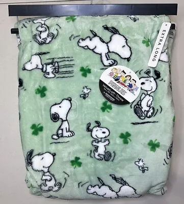 Peanuts Snoopy 50x70” St. Patricks Day Shamrock Plush Throw Blanket Soft NEW • $40