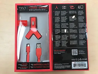TYLT 2.1 AMP Dual USB Car Charger With 3.3ft Micro USB Cable RED • $7.95