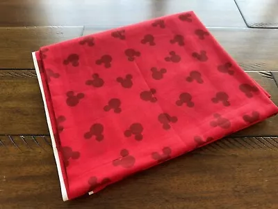 Tossed Mickey Mouse Head Dot Silhouette Red Cotton Fabric Disney Springs BTHY • $3