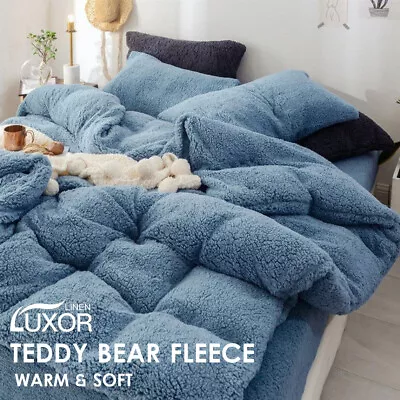 $49 • Buy Teddy Bear Fleece Thermal Quilt Doona Duvet Cover Set Or Sheet Set Fitted Sheet