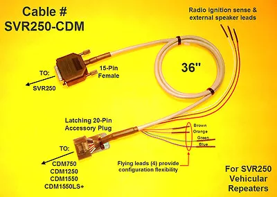 Pyramid Repeater Cable SVR250 - CDM Motorola CDM750 CDM1250 CDM1550 CDM1550LS+ • $47.49