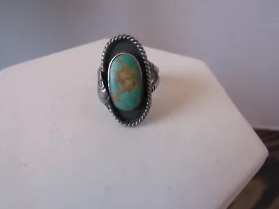 Vtg Royston Turquoise Shadowbox Ring Size 8 Navajo Olod Pawn Signed Sc • $55