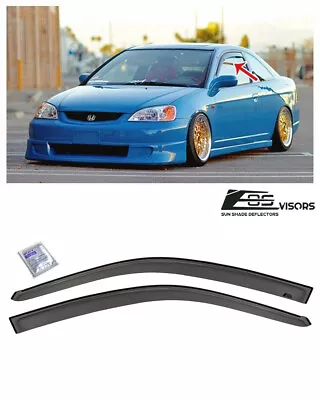 EOS Visors For 01-05 Honda Civic Coupe JDM Tape-On Side Window Rain Deflectors • $26.99