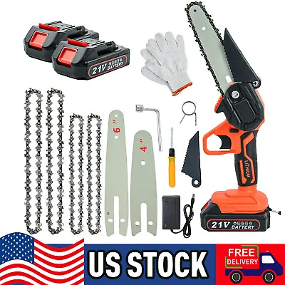 4 / 6  Mini Handheld Electric Chainsaw Cordless Chain Saw Wood Cutter +3 Battery • $42.98