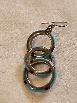 Native American Turquoise Triple Ring SINGLE Earring Or To Make Pendant • £35