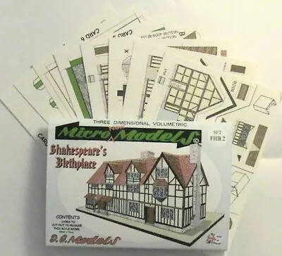 Micromodels SHAKESPEARE'S BIRTHPLACE SET FHB2 Micro New Models Card Model Kit • £6.95