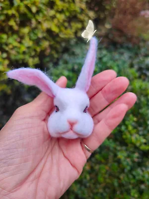 HANDMADE Needle Felted Cute Rabbit BROOCH/Animal Brooch/pin  Special Gift/Easter • £15.99