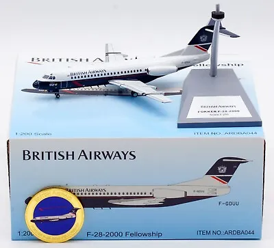 ARD 1:200 BRITISH AIRWAYS FOKKER F-28-2000 Diecast Aircraft Model F-GDUU & Coin • $104.99