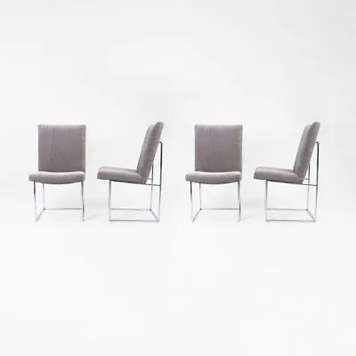 1970s Set Of Four Milo Baughman & Thayer Coggin Thin Frame Chrome Dining Chairs • $6000