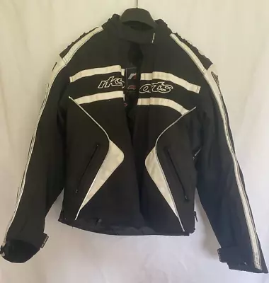 Mens RK Sports Motorcycle Jacket Black White UK Size Medium Biker Clothing • $55.95