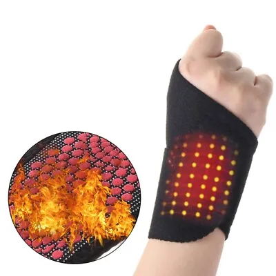 Self Heating Wrist Band Magnetic Therapy Support Brace Wrap Heated Hand Warm • £4.86