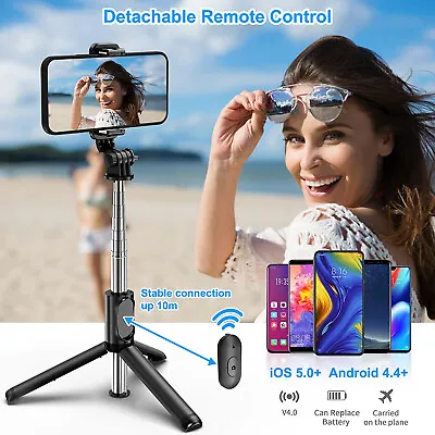 Universal Selfie Stick Tripod Phone Holder Bluetooth Remote For IPhone Samsung • $14.99