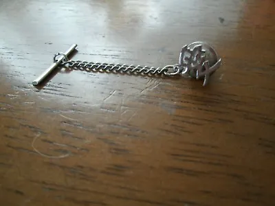 Sterling Silver Tie Pin With Chain & Locking Back - Mens Attire • $4.99