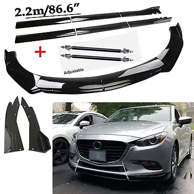 Front Bumper Lip Spoiler Splitter Body Kit+Side Skirt For Mazda 2 3 5 6 CX-5 • $99.99