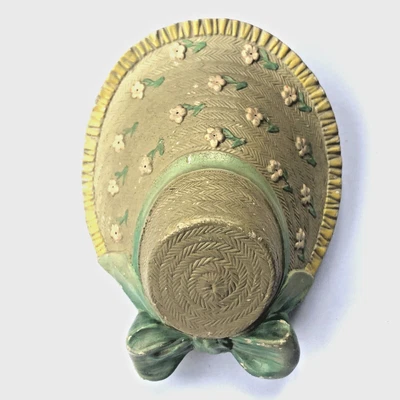 £16.99 • Buy Vintage Brentleigh Straw Bonnet Hat Wall Pocket Vase Chalk Ware Art Deco 1930s