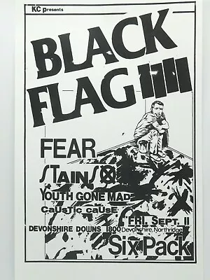 $14.95 • Buy Black Flag Fear Stains Devonshire Downs Vintage Classic La Punk Concert Poster