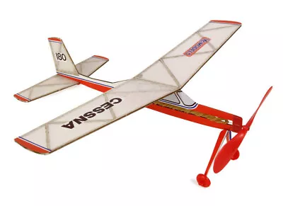 Cessna 180 : DPR Rubber Powered Balsa Wood Model Plane Kit Wingspan 450mm • £14.95