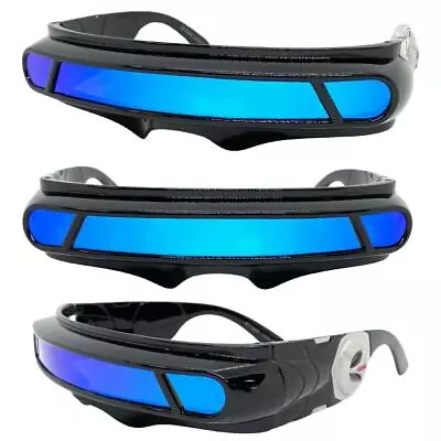 SPACE ROBOT RAVER COSTUME CYCLOPS FUTURISTIC SUN GLASSES Blue Frame Orange Lens • $31.17