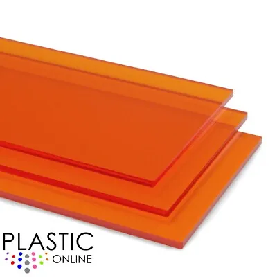 Amber Orange Tint Perspex Acrylic Sheet Plastic Panel Material Cut To Size • £0.99