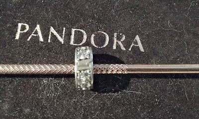 Genuine Pandora Clip Spacer Charm With Clear  CZ Stones S925 ALE(C33)  • £16