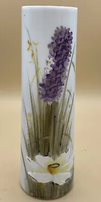 Vintage Hand Painted Milk Glass Vase W. Hyacinth And Daffodil Enameled By Hand • $19.99