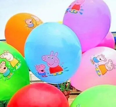 Peppa Pig  Coloured Latex Ballooons Party Decorations Pack Of 5 Pig Balloons • £2.99