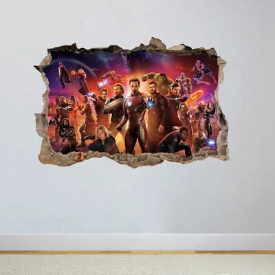 Marvel Avengers Hole In Wall Sticker Art Decal Decor Kids Bedroom Decoration • £1.99