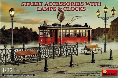 MiniArt 35639 STREET ACCESSORIES WITH LAMPS & CLOCKS 1/35 • $21.15
