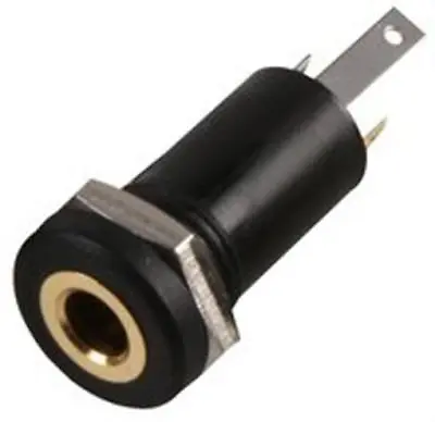 2 X 3.5mm Jack Socket Audio 3 Pole Black Stereo Solder Panel Mount Gold • £5.06