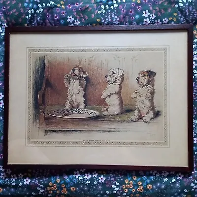 Cecil Aldin  Grace After Meat  Delightful Terrier Dog 🐶 FRAMED Print 52 X39.5cm • $56.03