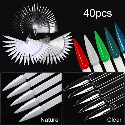 False Nail Tips Nail Art Practice Display Wheel Clear Natural White Fake Tips • $2.01