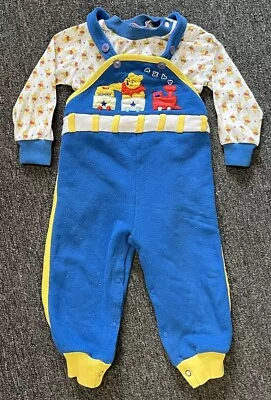 Vintage Winnie The Pooh Baby Overalls With Shirt Train Disney • $22