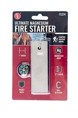 NEW 3  Magnesium Block Flint Fire Starter And Mini Compass Emergency Survival SE • $9.99