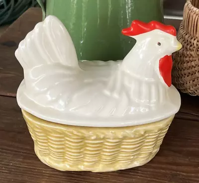 Vintage House Of Webster Ceramic Hen On Nest Cookie Jar Candy Dish Made In Texas • $20