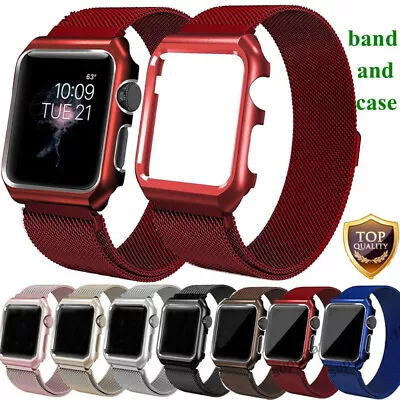$16.99 • Buy Band Strap Milanese With Metal Case Cover For Apple Watch Series 6 5 4 3 2 1