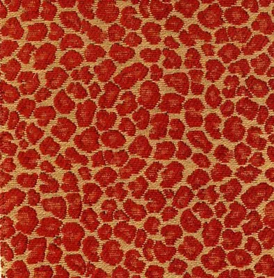 Spots Ruby Red Chenille Cheetah Upholstery Kaufmann Fabric • $23.99